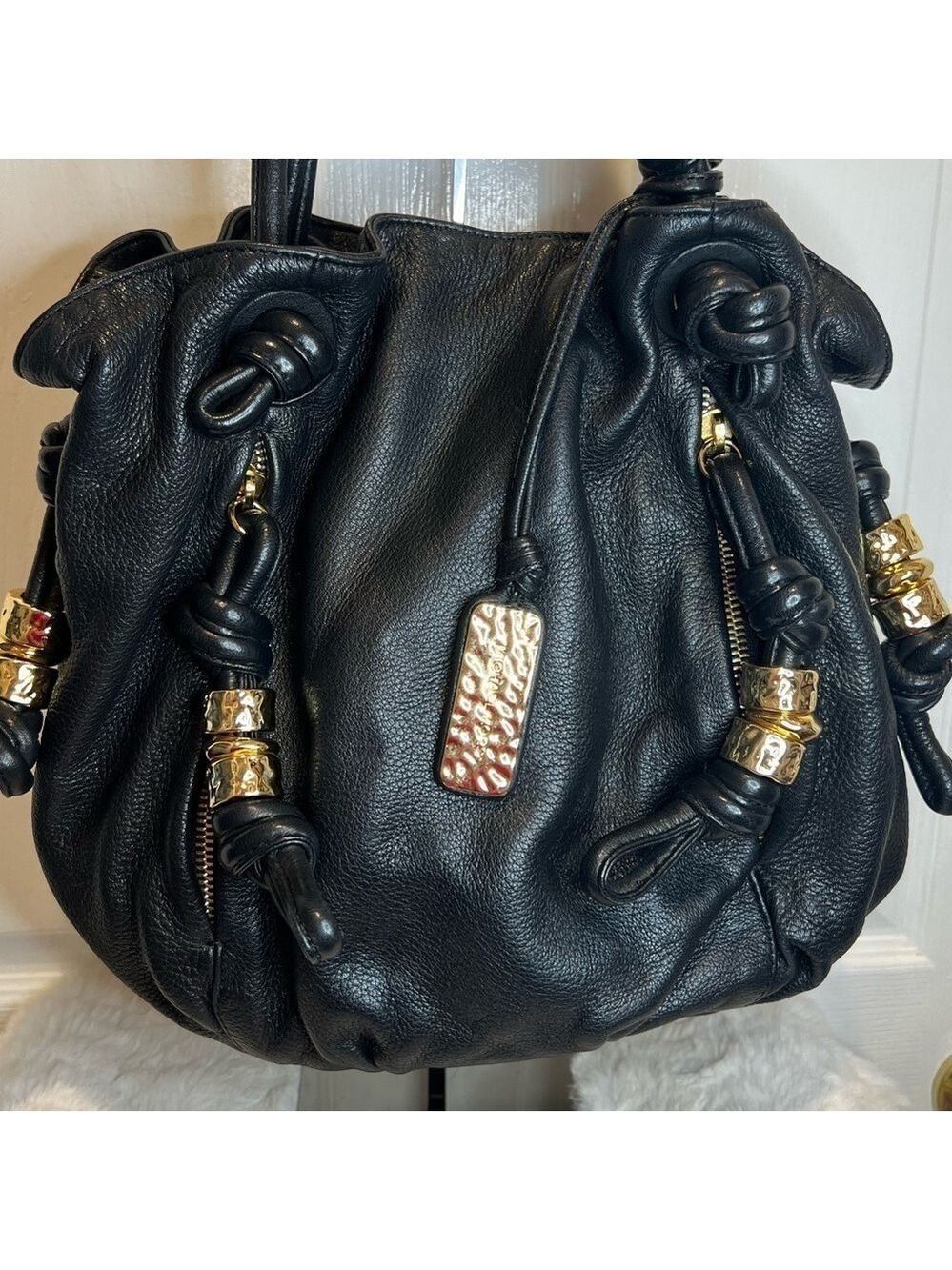 MICHAEL KORS ROSLYN LEATHER SHOULDER BAG IN BLACK THE ROSLYN - Picture 4 of 15